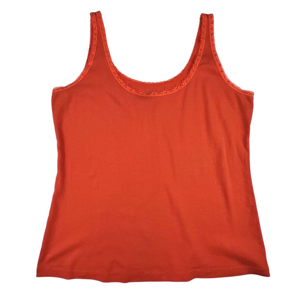St Johns Bay Tank Womens XL Vintage Inspired Sun Kissed Orange Lace Layering Top
